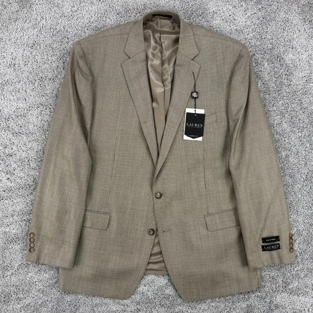 Lauren Ralph Lauren Blazer Mens 48L NWT Silk Wool Black Label Ultra Flex Classic